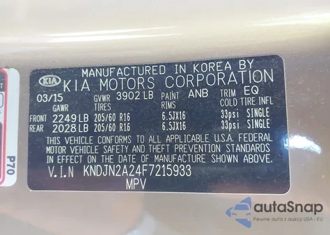 2015 Kia Soul from USA, damaged, VIN KNDJN2A24F7215933
